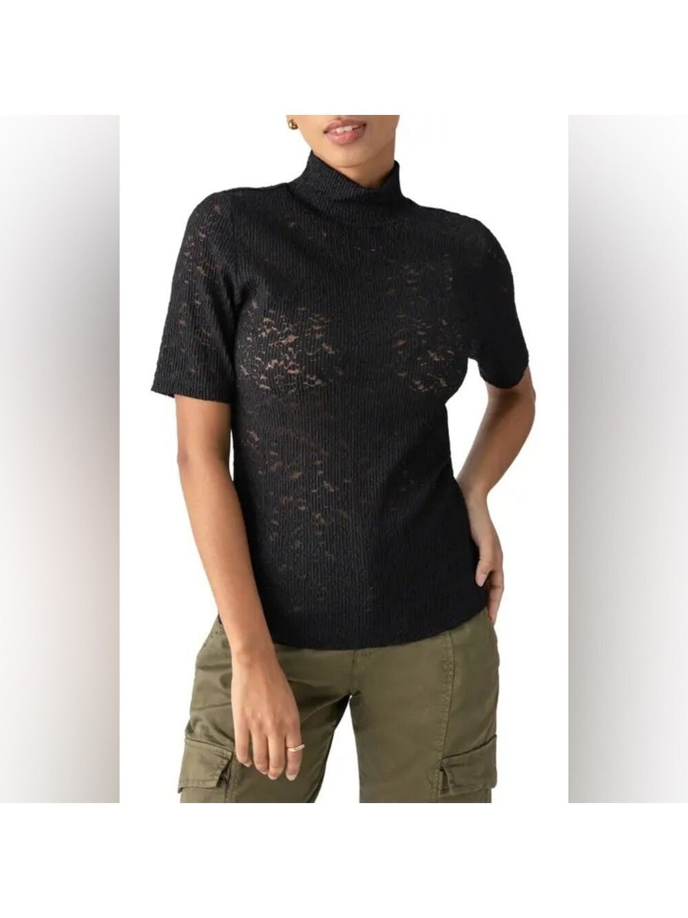 Sanctuary mock neck lace sheer top with stretch - 3xl - versatile closet piece